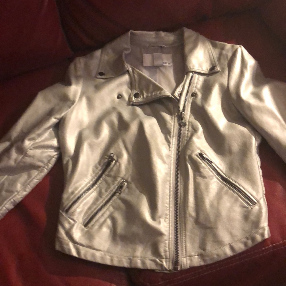 Faux silver leather jacket